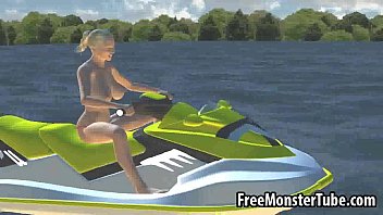 Sexy 3D brunette babe gets fucked hard on a boat